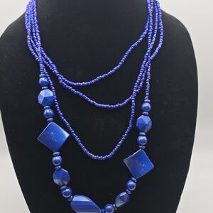 Dark Blue Beaded Necklace